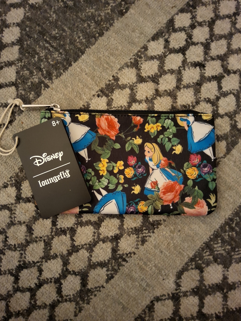 Loungefly Alice Floral Zip Pouch - Black Multi